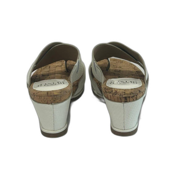 Donald Pliner Wedge Sandals Women’s Size 7.5 Color White Leather Cork Heel - Picture 5 of 11